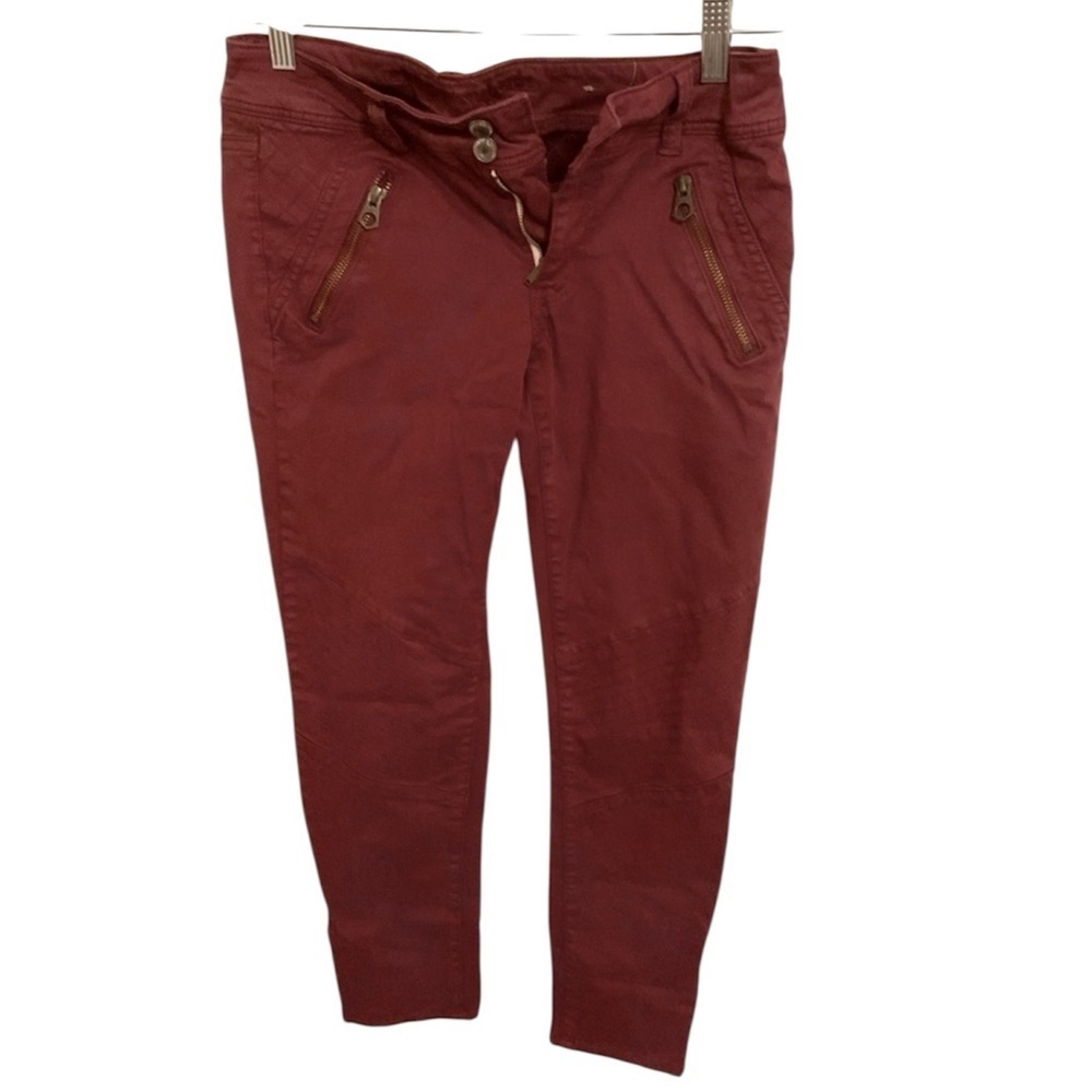 American Eagle Maroon Moto Skinny Pants - Women’s Size 6 - Low Rise Stretch - Picture 3 of 13